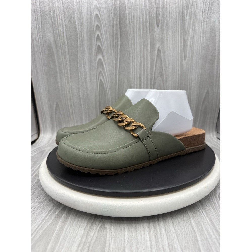 Vionic Georgie Womens Size‎ 11 Slip On Olive Green Leather Clog Comfort Mules
